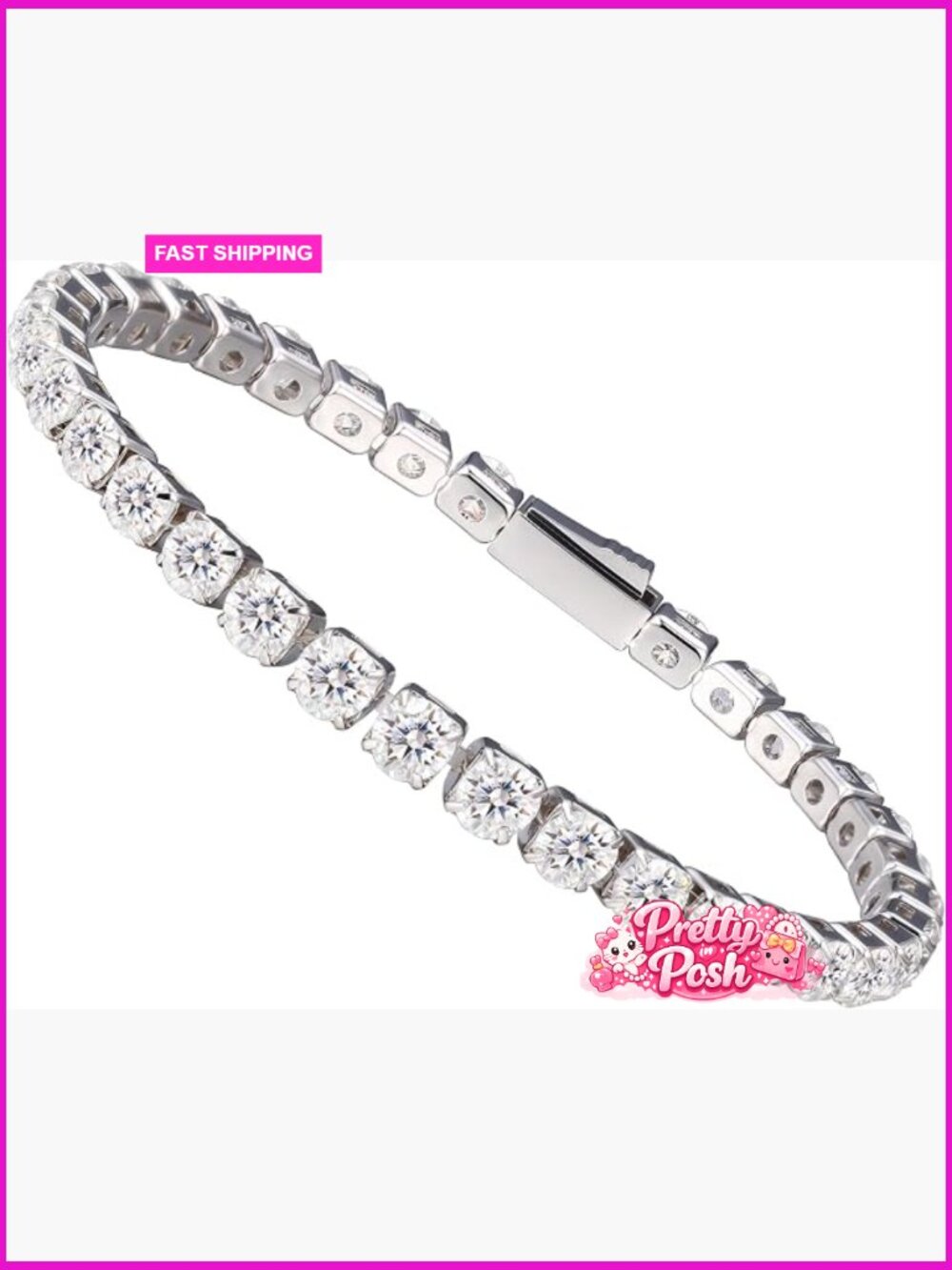 Moissanite Tennis Bracelet 4mm or 5mm Wedding Bridal Gift Stainless Steel